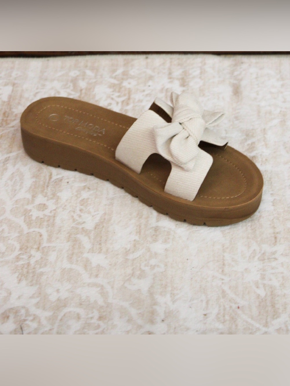 Top Moda Comfort Ivory Bow Knot Sandal